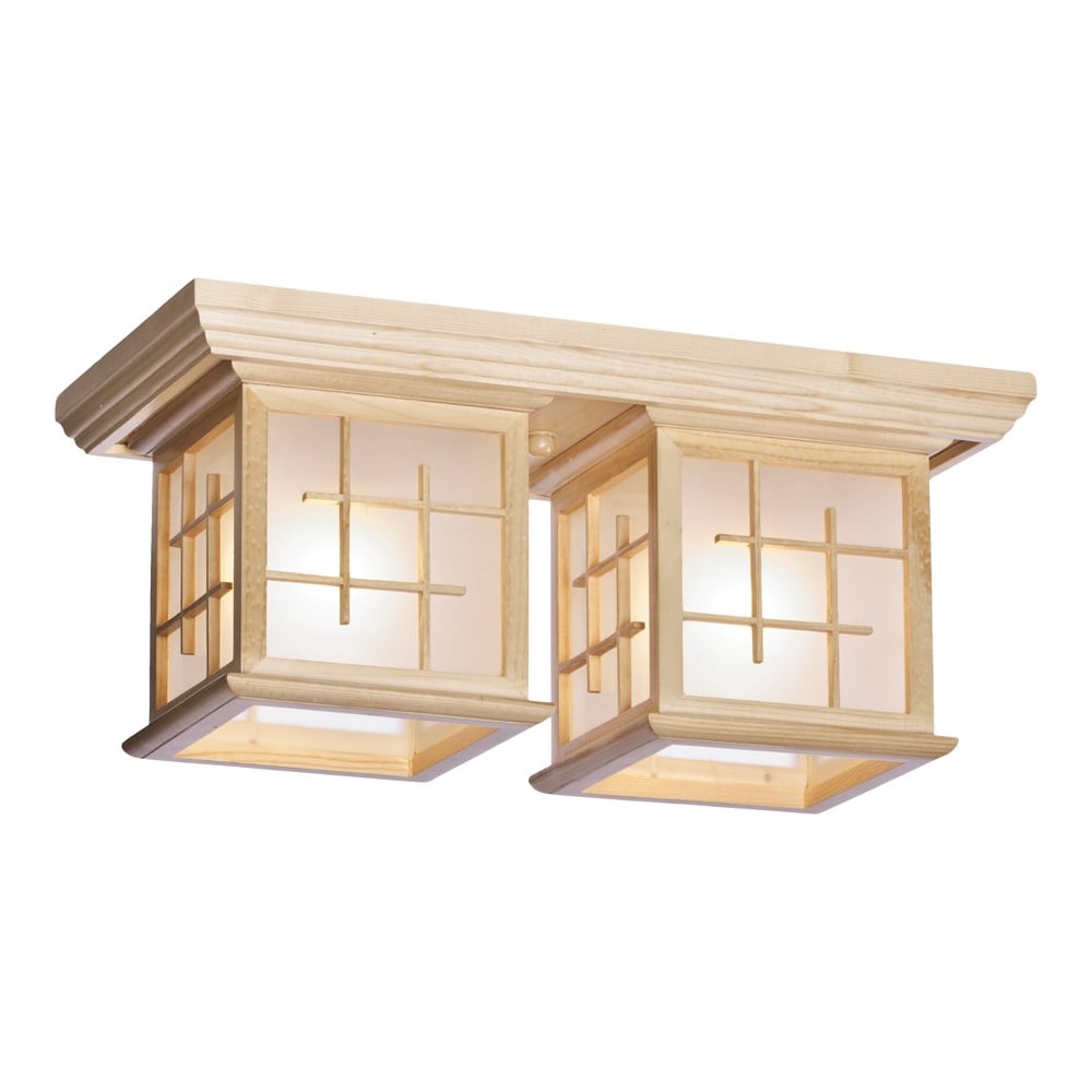 Изображение товара Потолочный светильник Velante 592-717-02 с деревянным корпусом и стеклянным плафоном