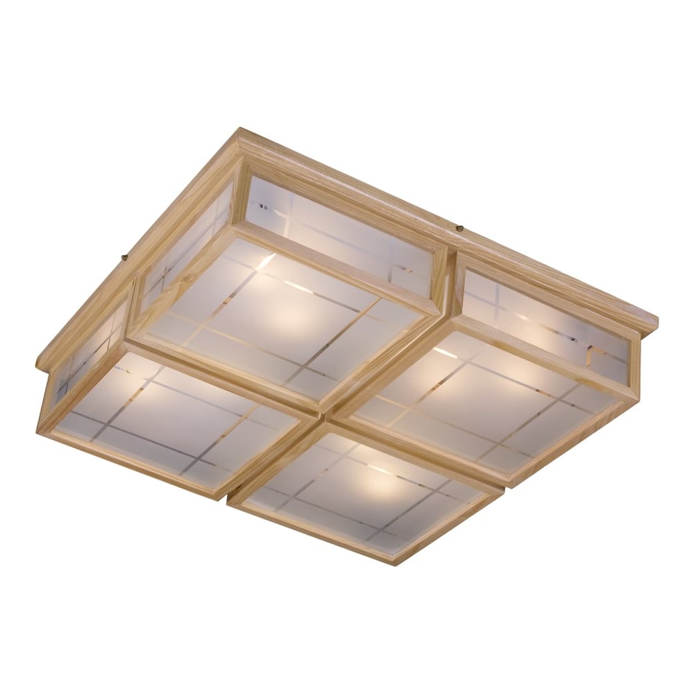 Изображение товара Потолочный светильник Velante 548-717-08 квадратный из дерева и стекла