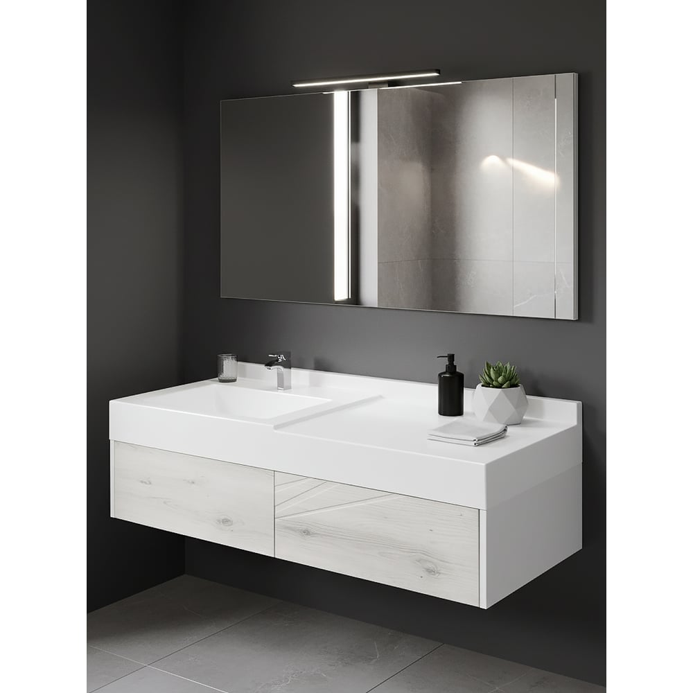 Изображение товара Тумба AQUATON Сакура 100 с раковиной, современный стиль, белый и ольха