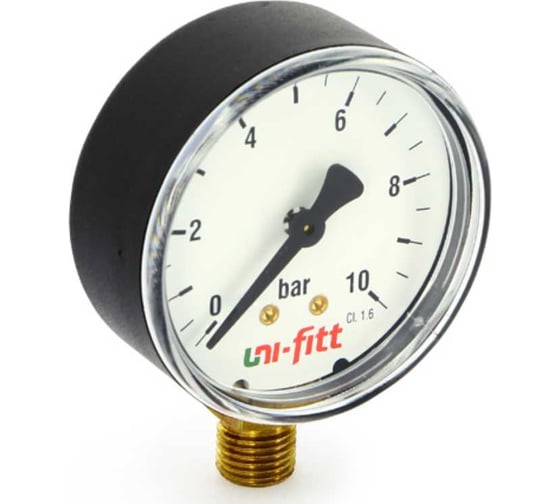 Изображение товара Манометр радиальный Uni-Fitt 10 бар, диаметр 50 мм, 1/4"Н 301D3020