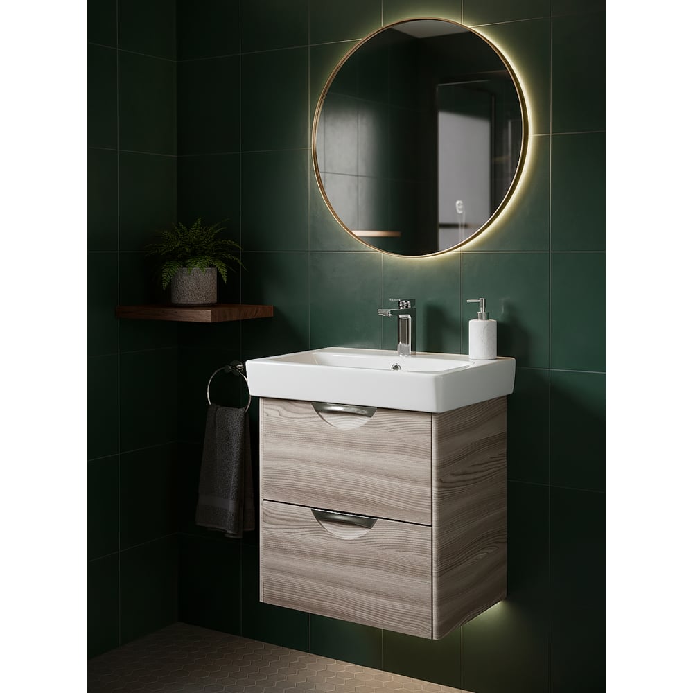 Изображение товара Тумба-умывальник AQUATON СИЛЬВА 60 дуб фьорд современная мебель для ванной