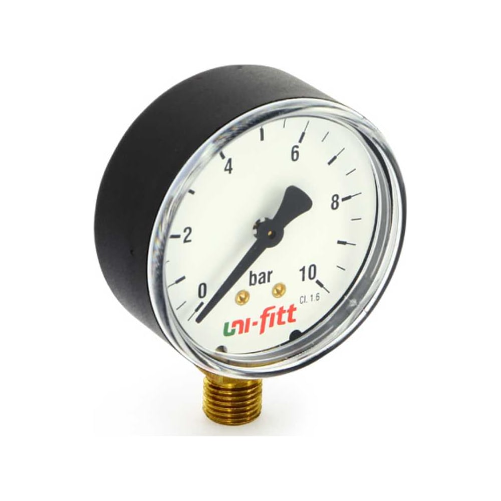 Изображение товара Манометр радиальный Uni-Fitt 10 бар диаметр 80 мм 1/2 дюйма