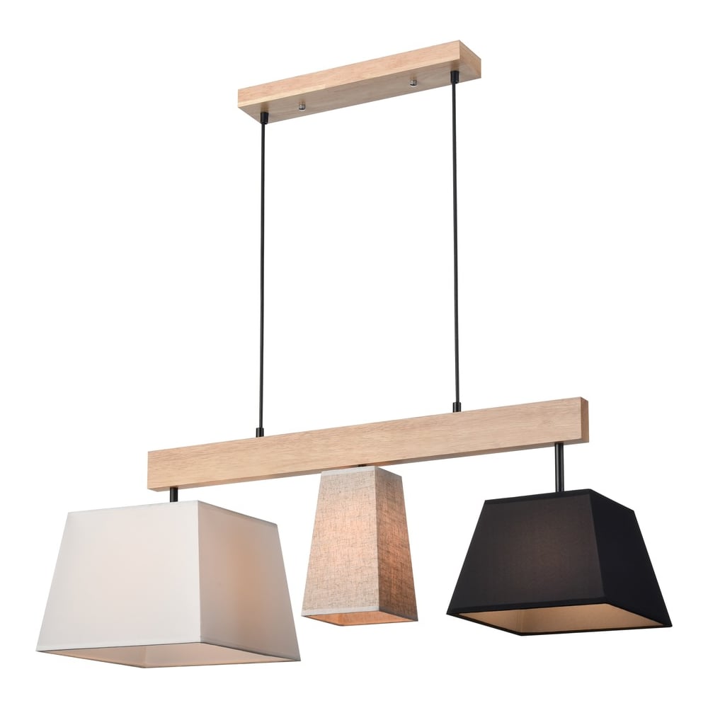 Изображение товара Подвесной светильник Velante 267-713-03 современный стиль 3 лампы ткань металл дерево