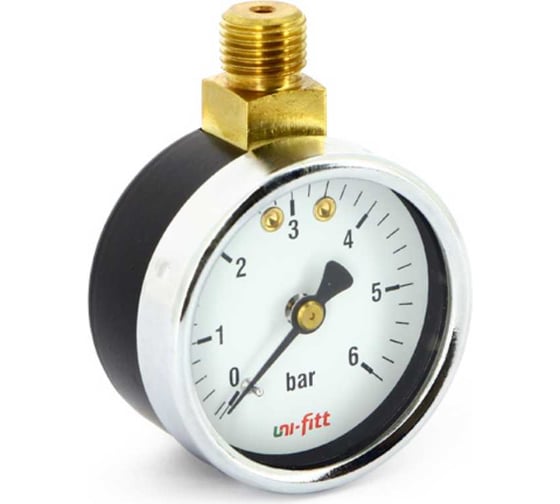 Изображение товара Манометр радиальный Uni-Fitt 6 бар, диаметр 50 мм, 1/4"Н, верхнее подключение 302D2020