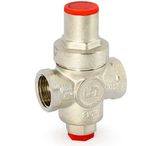 Изображение товара Редуктор давления никелированный Uni-Fitt MINI 1/2" В, 1-4 бар, PN16 с отверстием под радиальный манометр 1/4" 203N2140