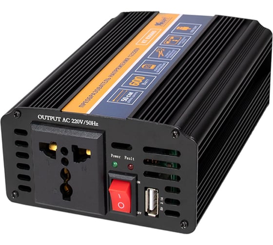 Изображение товара Автомобильный инвертор KRAFT 12/220 В, 600 Вт KT 835665
