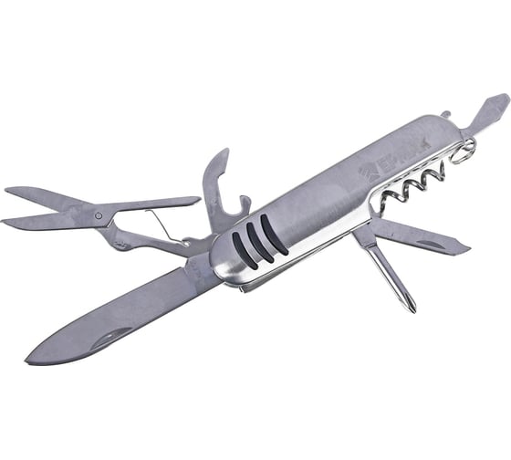 Изображение товара Многофункциональный туристический набор ЕРМАК 9 функций + фонарик, нерж.сталь 118-140