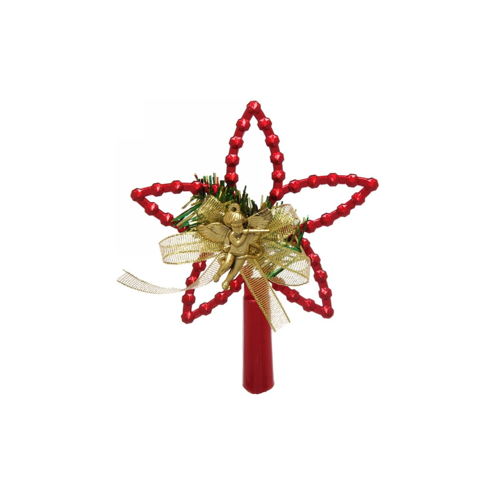 Изображение товара Звезда на ёлку Серпантин Ангел с бантом 11.5х14.5 см, Красный 201-1102