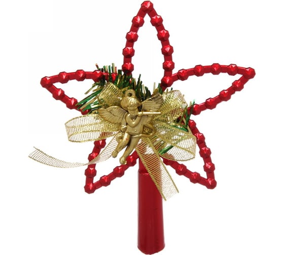 Изображение товара Звезда на ёлку Серпантин Ангел с бантом 11.5х14.5 см, Красный 201-1102