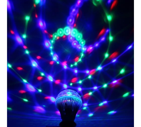 Изображение товара Светодиодная диско-лампа Серпантин Карнавал LED, красный, зеленый, синий, цоколь Е27, 220 В+переходник 765-176