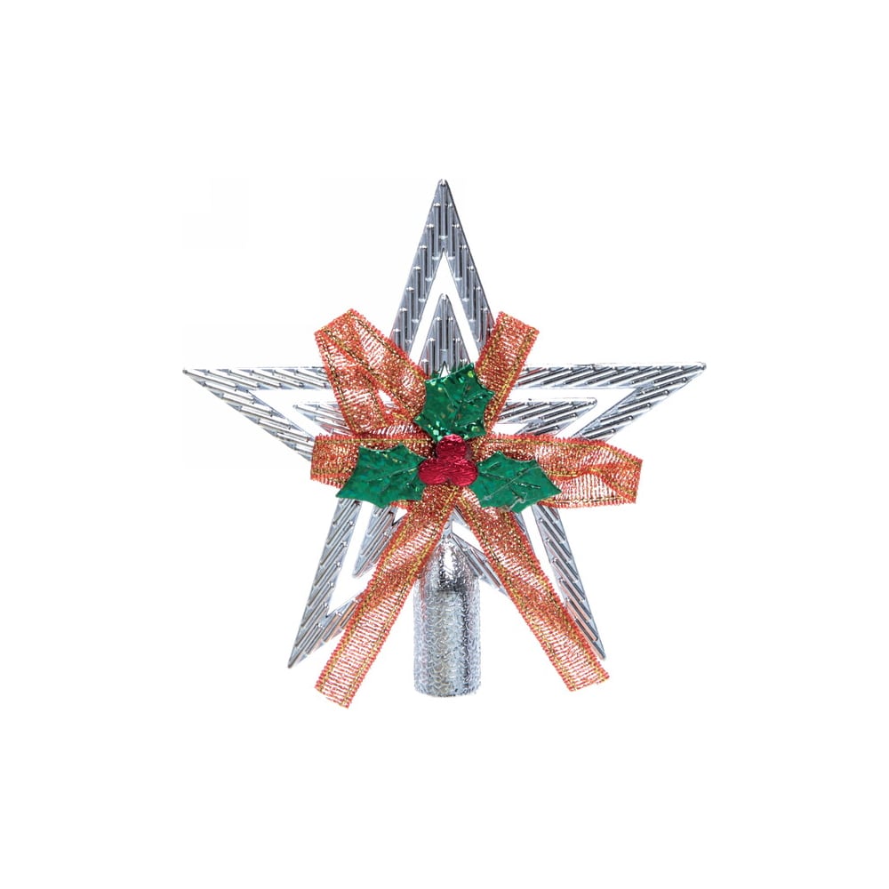 Изображение товара Звезда на ёлку Серпантин Классика с бантом 9.5 см, Серебро 201-1095