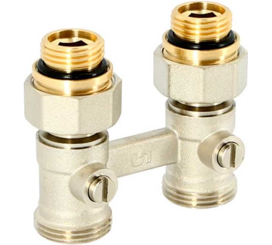 Изображение товара Узел прямой радиаторный Uni-Fitt НН 1/2" х 3/4"ЕК со встроенными вентилями, с ниппелями 192N3020