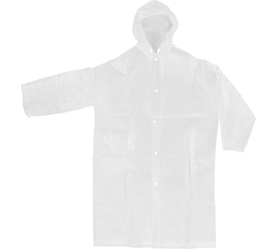 Изображение товара Дождевик-плащ с капюшоном и завязками Добросад Урал 140 Мкрн 110см, на кнопках, белый 786-357