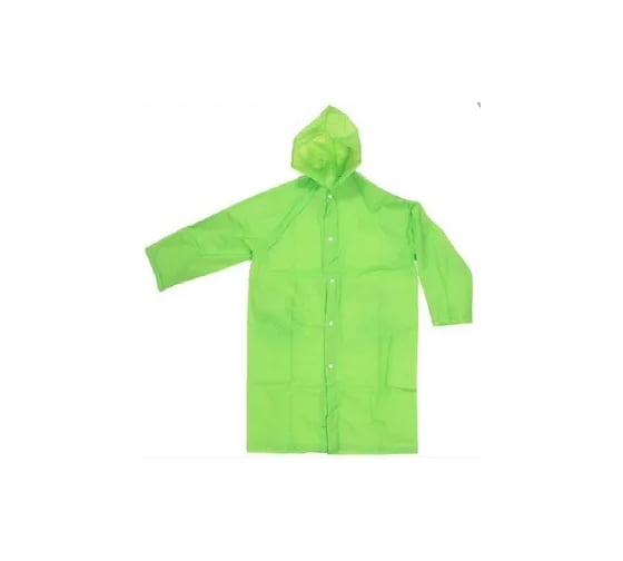 Изображение товара Дождевик-плащ с капюшоном и завязками Добросад Урал 140 Мкрн 110см, на кнопках, зеленый 786-354