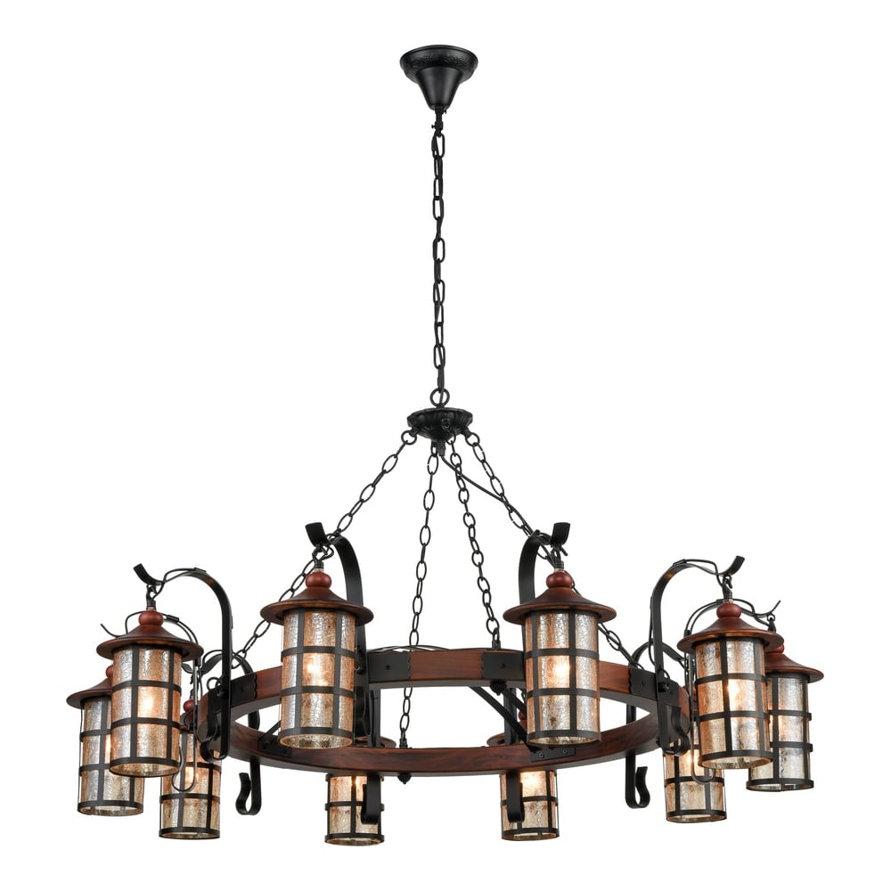 Изображение товара Подвесная люстра Velante 560-703-10 с янтарными стеклянными плафонами 10 ламп