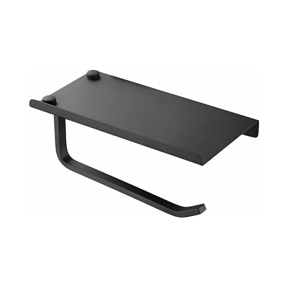 Изображение товара Держатель для туалетной бумаги HAIBA черный HB330-7, настенный с полочкой для телефона из нержавеющ