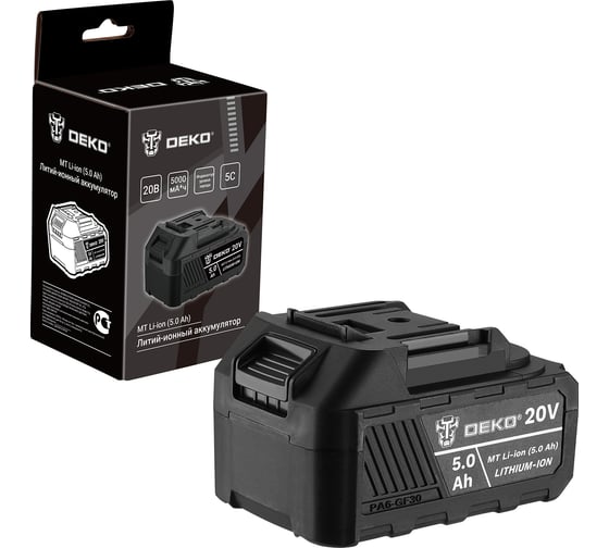 Изображение товара Аккумулятор DEKO MT Li-ion, 20В, 5.0А*ч, разъём UNV 084-1063
