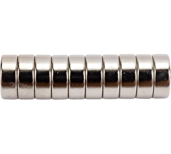 Изображение товара Неодимовый магнит, 10 шт. КОБАЛЬТ диск 8х3 мм, блистер 918-108