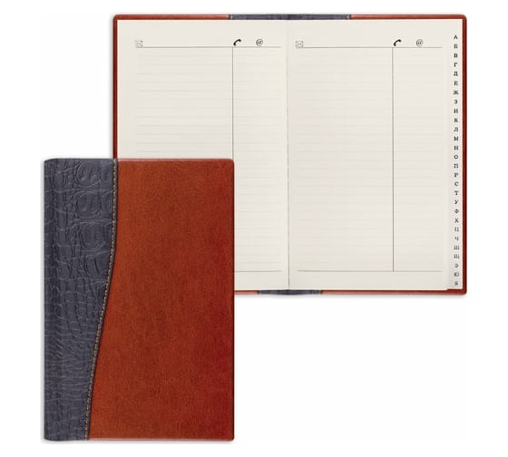 Изображение товара Телефонная книжка BRAUBERG Cayman А5, комбинированный кожзам, 96л, вырубка 125129