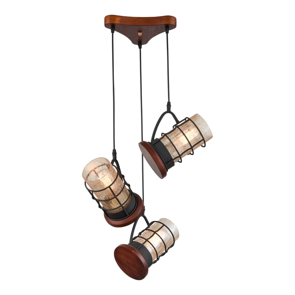 Изображение товара Подвесной светильник Velante 561-706-03 с янтарными плафонами 3 лампы 40 Вт