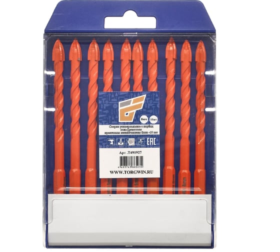 Изображение товара Сверло по бетону 4-грани, 8 мм, Победит наконечник, хвостовик шестигранник 1/4"HEX - E, 10 шт TORGWIN T491927