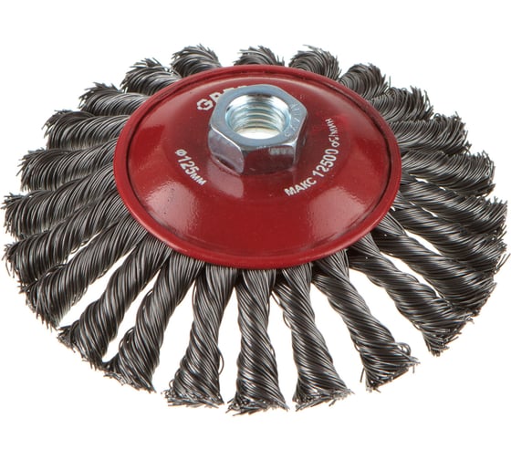 Изображение товара Щетка крацовка для УШМ, коническая, жгутированная, 125 мм, М14 GREPP 213-125