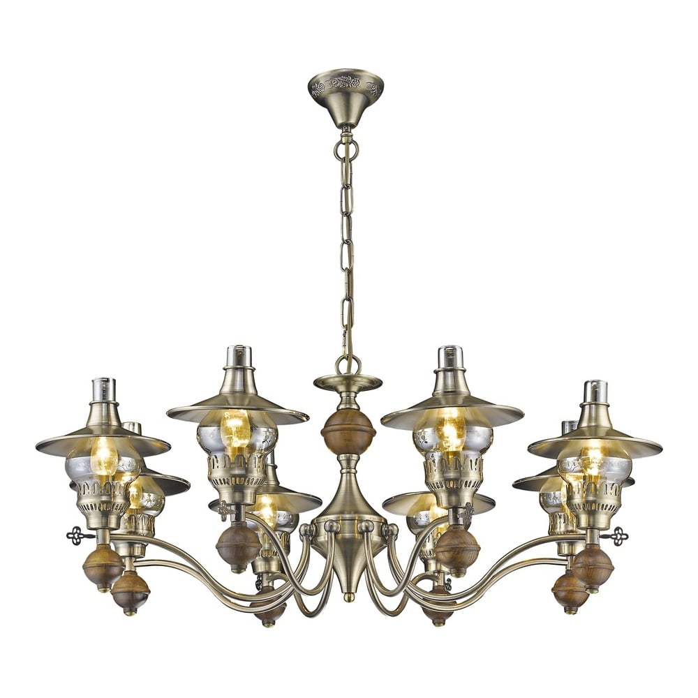 Изображение товара Подвесная люстра Velante 305-503-08 стильная бронза и дуб 8 ламп