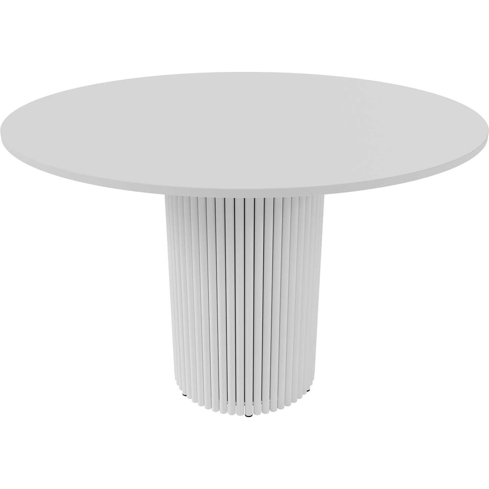 Изображение товара Круглый обеденный стол GENGLASS TRUBIS Wood L 110 белый металл ЛДСП