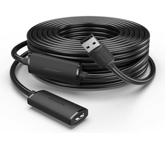 Изображение товара Активный кабель-удлинитель VENTION USB 2.0 AM/AF с усилителем - 15м Черный CBKBN