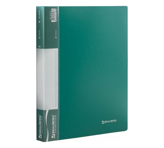 Изображение товара Папка на 2 кольцах BRAUBERG Стандарт 25 мм, зеленая, до 170 листов, 0,8 мм 221613