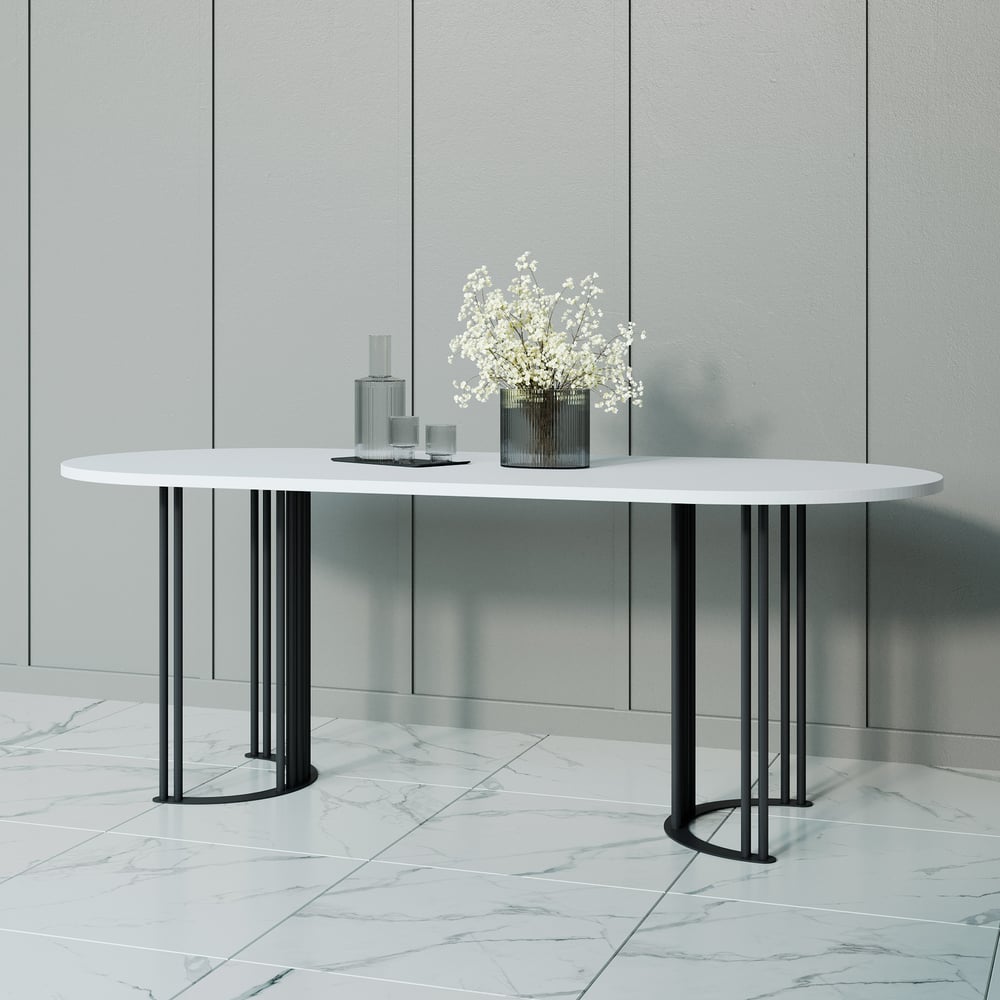 Изображение товара Овальный стол с металлическим подстольем GENGLASS VIOLUR GGT-20-2-3-200/90