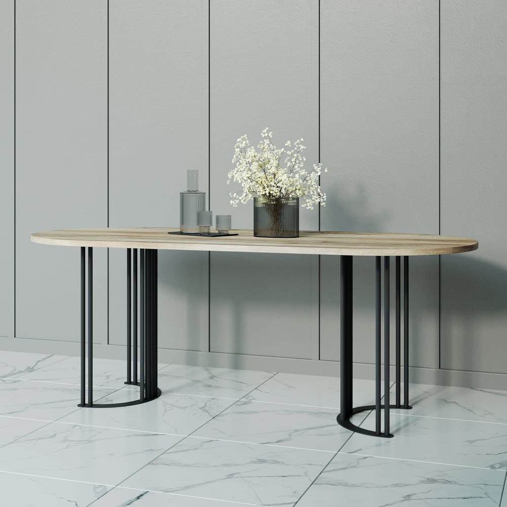 Изображение товара Овальный стол с металлическим подстольем GENGLASS VIOLUR GGT-20-2-1-20090 2000х900х750 мм стильный 