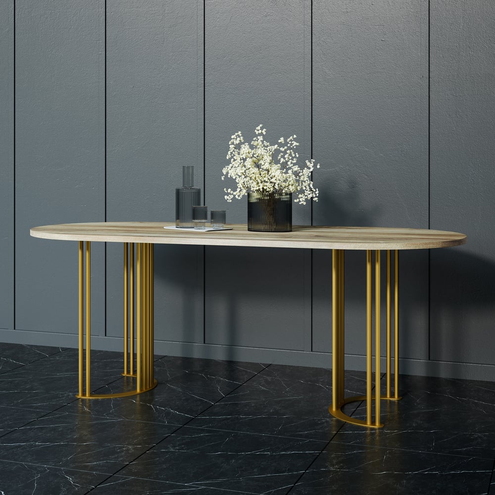 Изображение товара Овальный стол с металлическим подстольем GENGLASS VIOLUR GGT-20-1-1-200/90