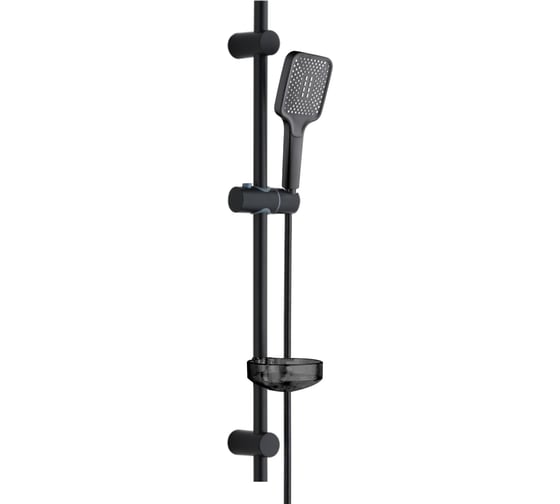 Изображение товара Душевой гарнитур ORANGE O-Shower штанга 700 мм, лейка 1 режим, шланг 1.5 м, черный OS714b