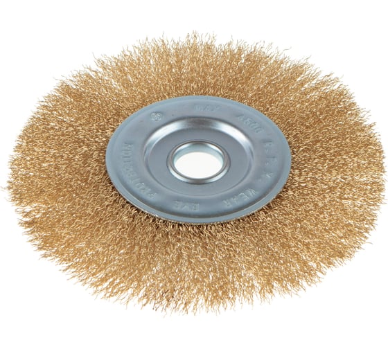 Изображение товара Щетка крацовка для УШМ, дисковая, витая, латунированная, 175 мм GREPP 210-175