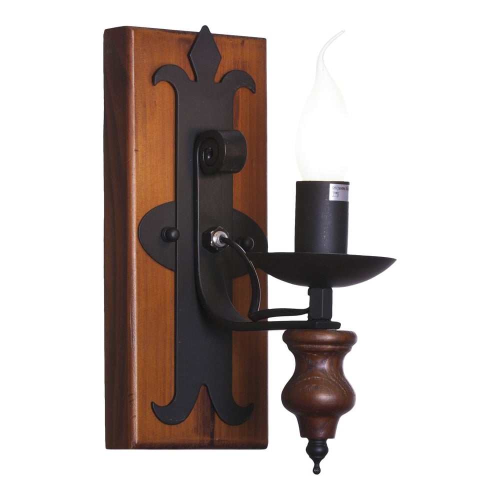 Изображение товара Бра Velante 586-701-01 замковый стиль металл и дерево, E14, 40 Вт