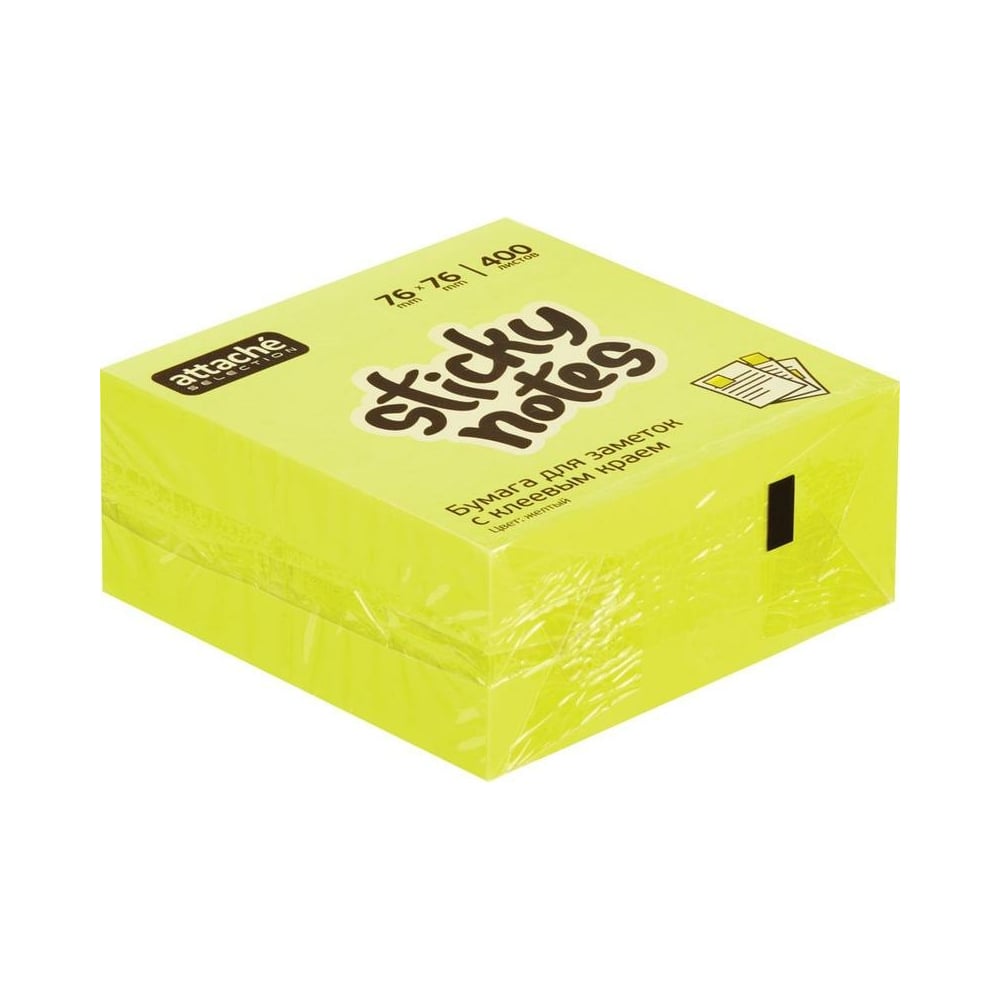 фото Блок-кубик attache selection куб 76х76, желтый неон, 400 листов 383720