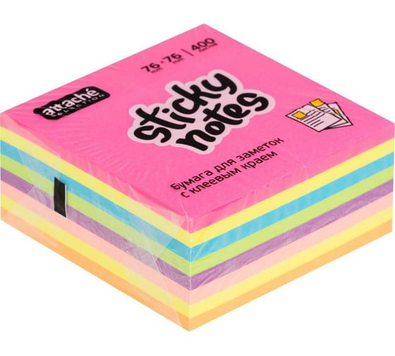 Изображение товара Блок-кубик Attache Selection куб 76х76, неон, 8 цветов, 400 листов 954111