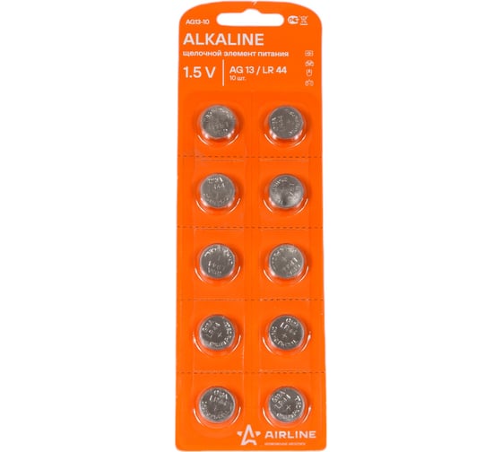 Изображение товара Батарейка Airline, AG13/LR44 щелочная 10 шт AG13-10
