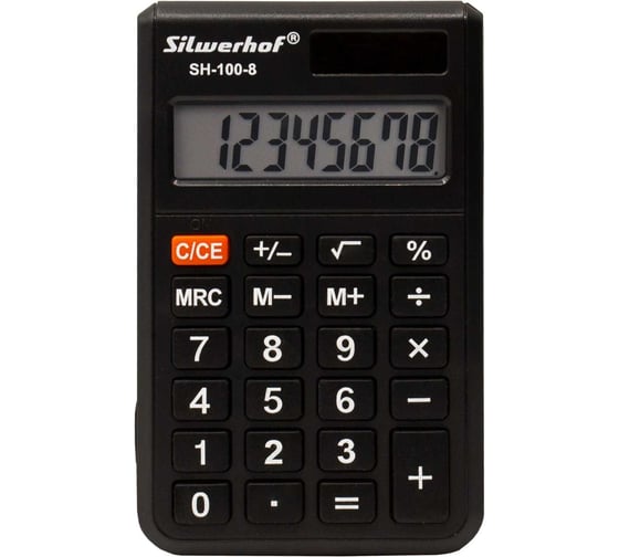 Изображение товара Калькулятор карманный Silwerhof SH-100-8 черный, 8-разрядный 1986165