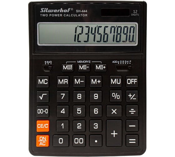 Изображение товара Калькулятор настольный Silwerhof SH-444 черный, 12-разрядный 1986166