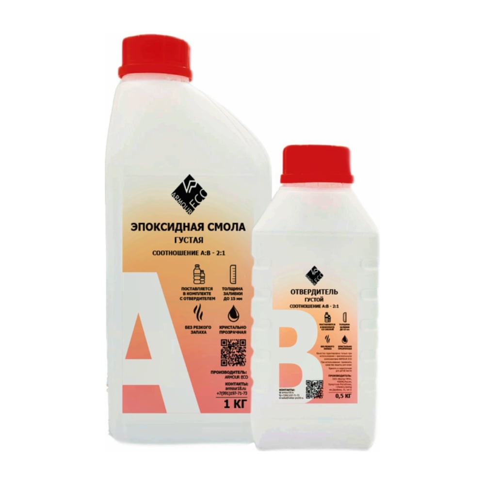 Изображение товара Набор эпоксидной смолы и отвердителя ARMOUR 1.5л для творчества и ремонта
