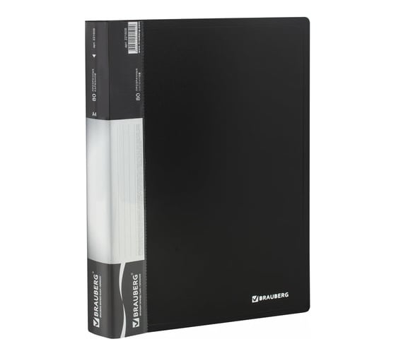 Изображение товара Папка BRAUBERG Стандарт 80 вкладышей, черная, 0.9 мм, 221608