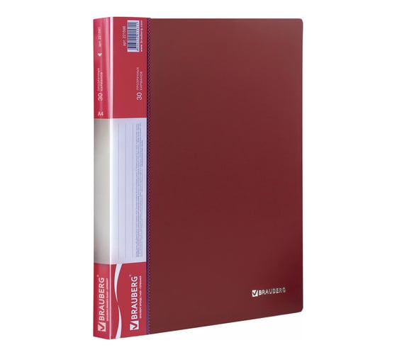 Изображение товара Папка BRAUBERG Стандарт 30 вкладышей, красная, 0.6 мм, 221598