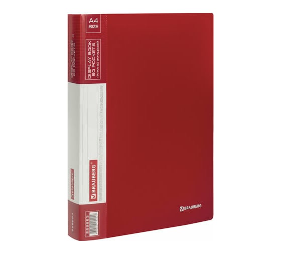 Изображение товара Папка BRAUBERG Стандарт 60 вкладышей, красная, 0.8 мм, 228683