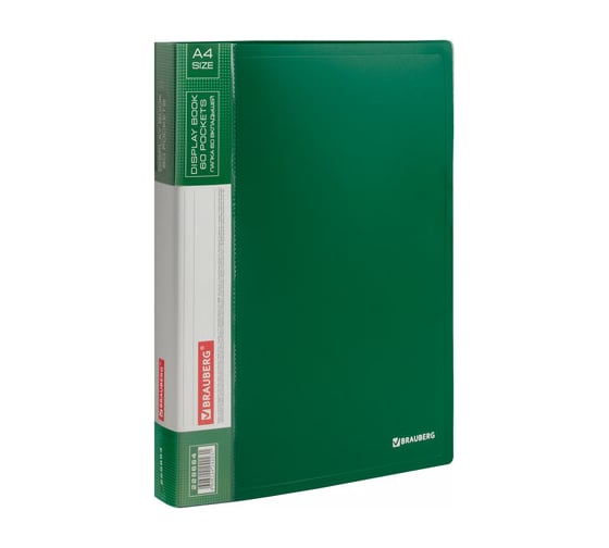 Изображение товара Папка BRAUBERG Стандарт 60 вкладышей, зеленая, 0.8 мм, 228684