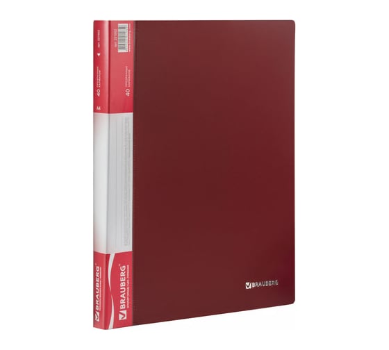 Изображение товара Папка BRAUBERG Стандарт 40 вкладышей, красная, 0.7 мм, 221602