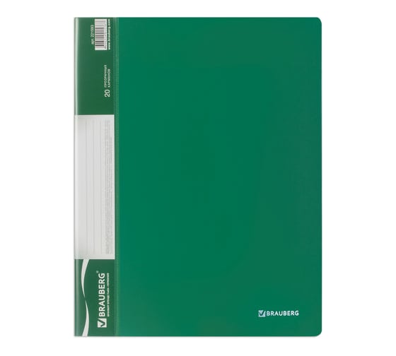 Изображение товара Папка BRAUBERG Стандарт 20 вкладышей, зеленая, 0.6мм, 221593
