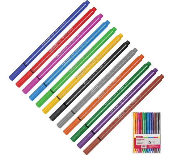 Изображение товара Линер Attache Rainbow 12 цветов, набор, 0,33 мм трехгранный корпус, 12 шт 148112