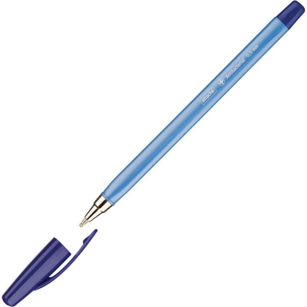 фото Шариковая ручка 12 шт в упаковке attache antibacterial а04 масляная треугольная 05мм синяя 518424